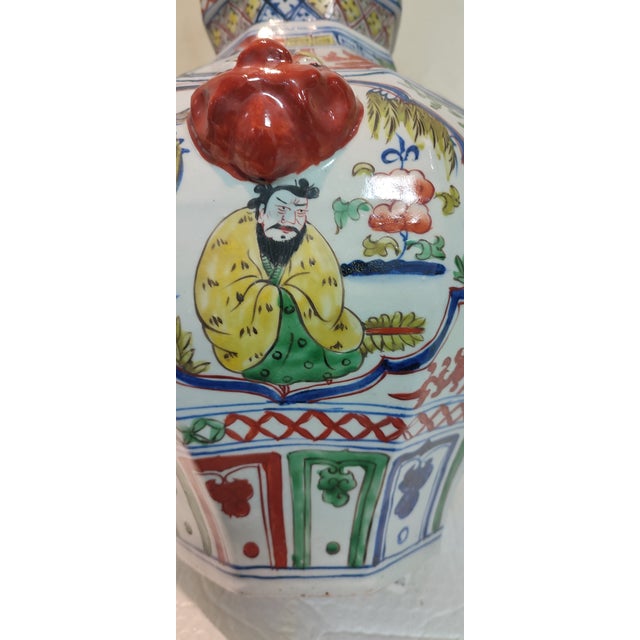 Ceramic Chinese Ceramic Pot Yuan Dynasty Zhizheng Marked Blue and White Doucai Porcelain Jar Hand Painted Figures Story Pattern For Sale - Image 7 of 9