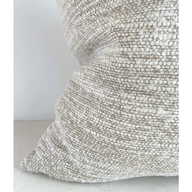 Custom Belgian Woven Linen Accent Pillows in Oatmeal With Insert For Sale - Image 4 of 8