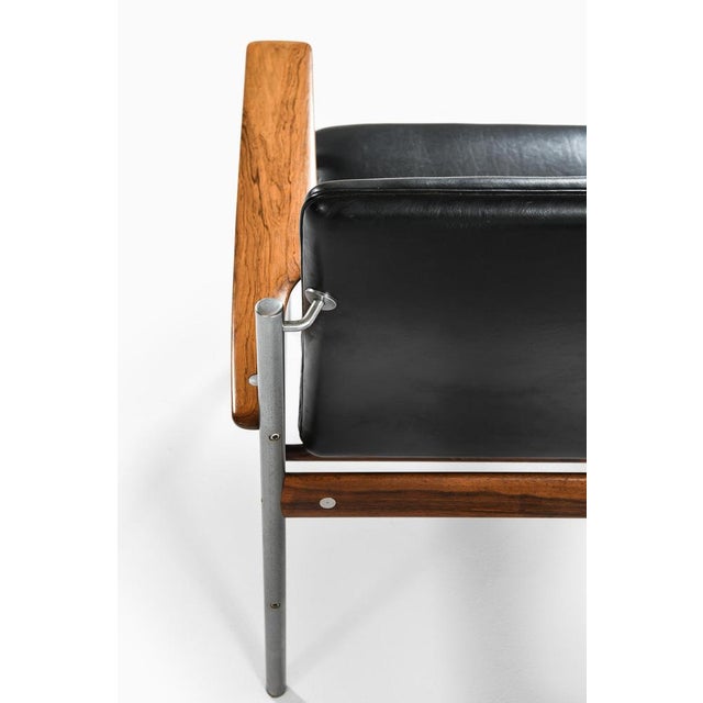 Easy Chairs with Black Leather Seat from Sven Ivar Dysthe, 1960s, Set of 2 For Sale - Image 6 of 10