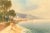 This is a lovely 20th century watercolor of a coastline under a blue sky. The size is roughly 10.5 inches x 7 inches....
