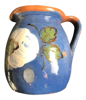 1880’s Vintage European Blue Ceramic Handpainted Milk Jug / Pitcher