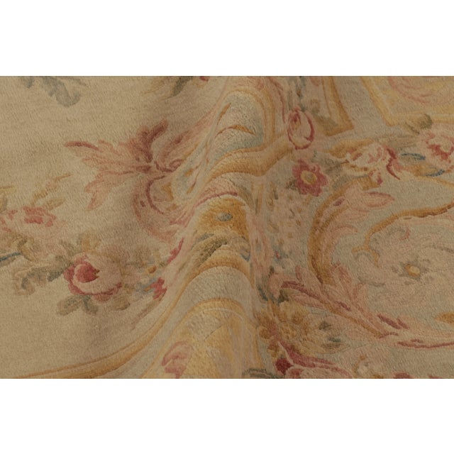 Antique French Aubusson Rug in Gold With Pastel Floral Medallions - Rug & Kilim For Sale - Image 9 of 10
