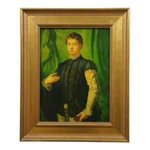 Late 20th Century Lodovico Capponi Oil on Canvas Aristocrat Portrait Painting After Bronzino 22"