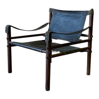 Authentic + Rare Mid Century Modern Leather Safari Chair by Arne Norell, Made in Sweden For Sale