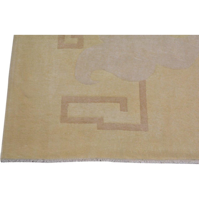 Vintage Chinese Art Deco Hand Knotted Wool Rug, 6x6'9 For Sale - Image 4 of 5