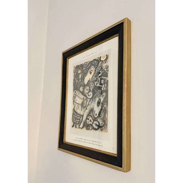 Vintage Marc Chagall Lithographic Double-Sided Book Plates Set; ‘Village Gris' and ‘Sur La Neige’ (1964) Framed For Sale In New York - Image 6 of 11