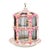 Large French Rococo Hand-Painted Porcelain Bird Cage With Original Floral Tray & Bird For Sale