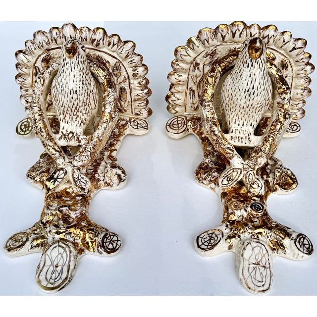 Pair of Gilt Porcelain Wall Brackets, Faux Bois and Parrots, 19th Century For Sale - Image 9 of 13