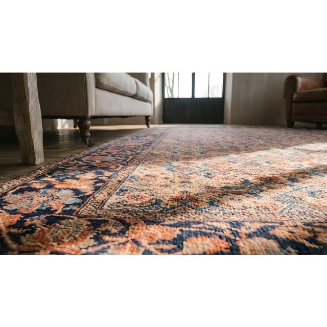 Beautiful Ivory Color With Lovely Rosette Border & Allover-Geometric Design Antique Persian Sarouk Farahan Rug For Sale - Image 10 of 12