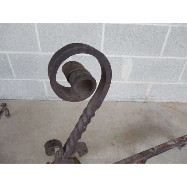Antique Large Hand Forged Andirons - A Pair For Sale - Image 4 of 8