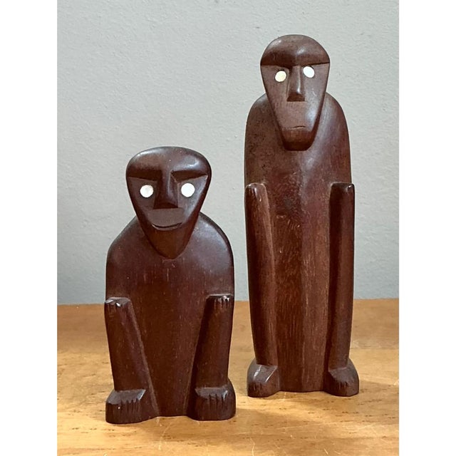 Vintage Abstract Carved Wood Figures - Set of Two For Sale - Image 11 of 12