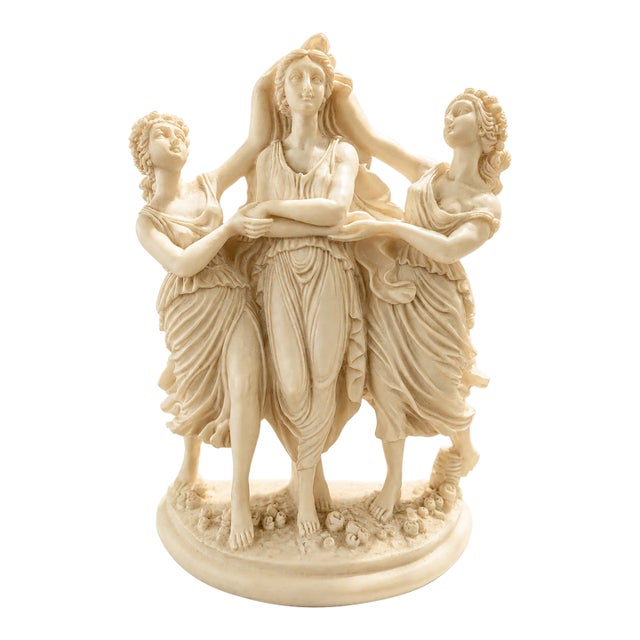 Vintage Italian Three Graces Alabaster Resin Sculpture by Alfonso Lucchesi for f.a.r.o. Italy For Sale