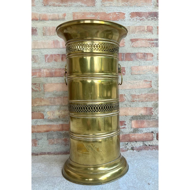 20th Century Round Brass Umbrella Stand For Sale - Image 16 of 18
