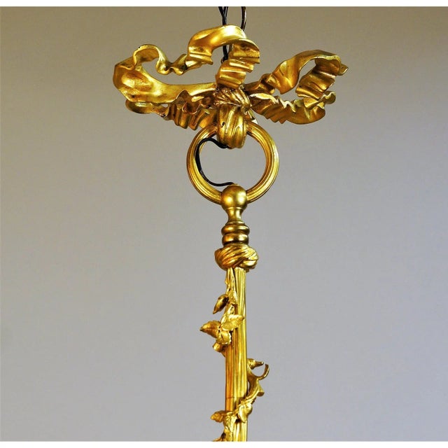 1920s Gilt Bronze 1 Light Chandelier in Form of a Basket For Sale - Image 9 of 11