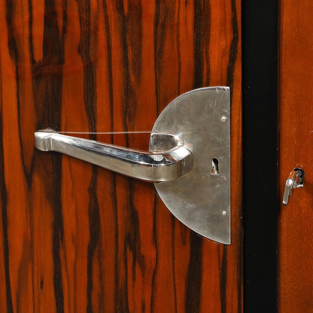 1930s Art Deco Rosewood, Walnut & Black-Lacquer Bar Cabinet W/ Porto Marble Top For Sale - Image 5 of 16