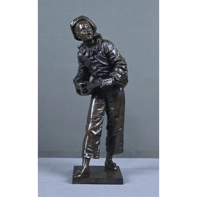 Brown Late 19th Century Bronze By the Light of the Moon Sculpture from Bouret For Sale - Image 8 of 18