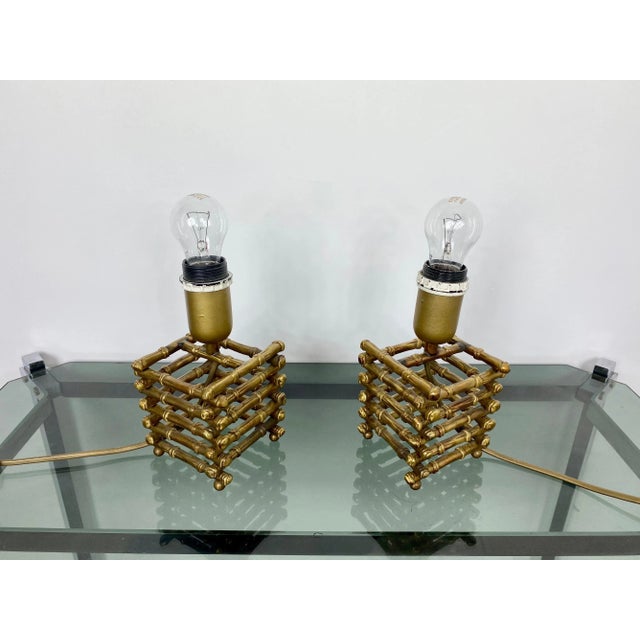 Faux Bamboo & Brass Table Lamp, Italy, 1960s For Sale - Image 4 of 12