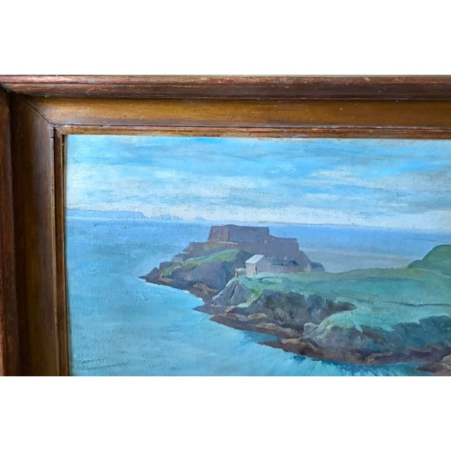 Rustic European Antique Oil Painting - Mere El Kebir - The Fort and the Bay of Santa Cruz, Algeria, Signed For Sale - Image 3 of 8
