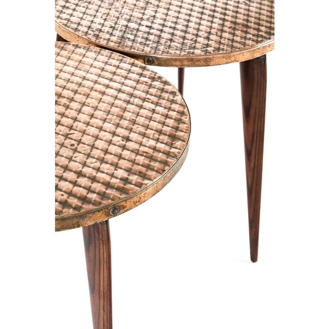 Vintage Cocktail Tables with Copper Top, Set of 2 For Sale - Image 9 of 16