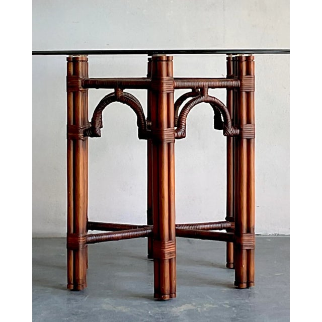 Vintage Boho Ficks Reed Rattan Loop Back Dining Set of 5 For Sale - Image 11 of 12