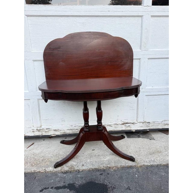 Mid 20th Century Federal Duncan Phyfe Style Mahogany Flip Top Card Game Table /Console Table by J B Van For Sale - Image 11 of 18