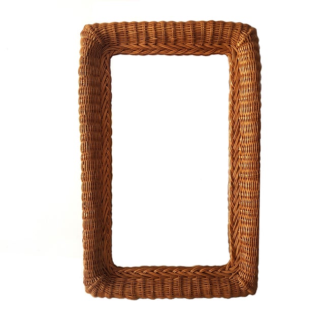 Mid-Century Modern Rectangular Wall Mirror with Rattan Frames, Italy, 1960s For Sale - Image 13 of 13