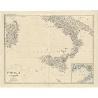 Map of Southern Italy, 1860 For Sale