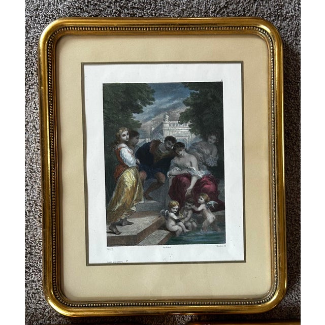 Set of Three Antique Classic Italian Lithographs Reproduction in Gilt Wood Frames For Sale In Philadelphia - Image 6 of 9