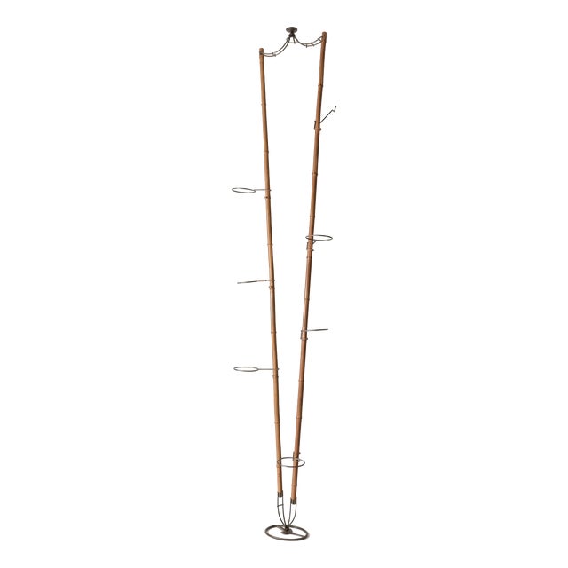 Vintage Bamboo and Metal Floor-Standing Plant Holder from Vivai Del Sud, 1960s For Sale