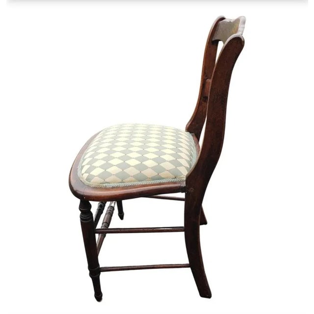 Mid 19th Century Ladder Back Victorian Reupholstered Mahogany Side Chair, Circa 1860s For Sale - Image 5 of 7