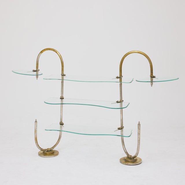 Vintage Art Nouveau Metal and Glass Patisserie Display Shelf, 1930s For Sale - Image 3 of 18