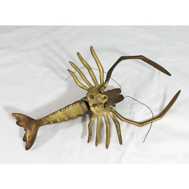 Vintage Brass Shrimp Wall Art or Decorative Object For Sale In Milwaukee - Image 6 of 8
