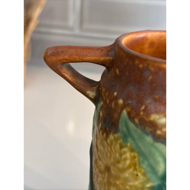 Antique Roseville Sunny Farm Sunflower Art Deco Pottery Flower Garden Home Vase For Sale In Chicago - Image 6 of 12