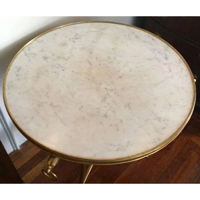 Antique French Gilt Bronze and White Marble Round Gueridon Table For Sale - Image 4 of 11