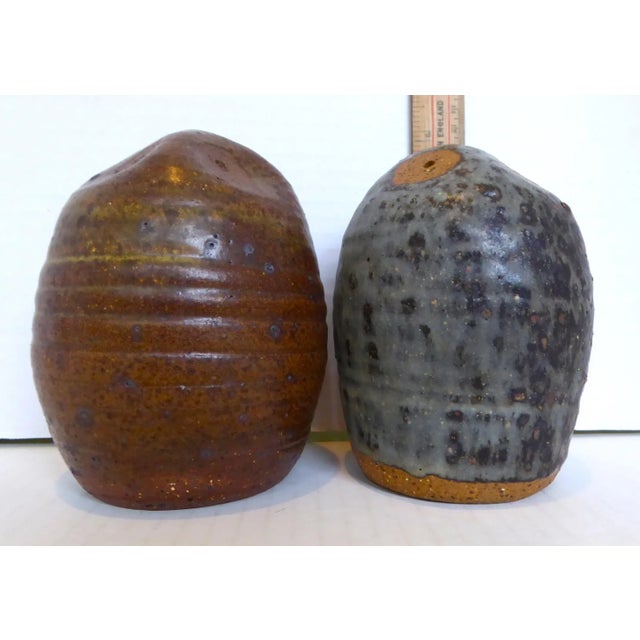 1950s 1950s Barbara Garrett Organic Mid Century Modern Pair of Stylized Stoneware Pottery Owls For Sale - Image 5 of 12