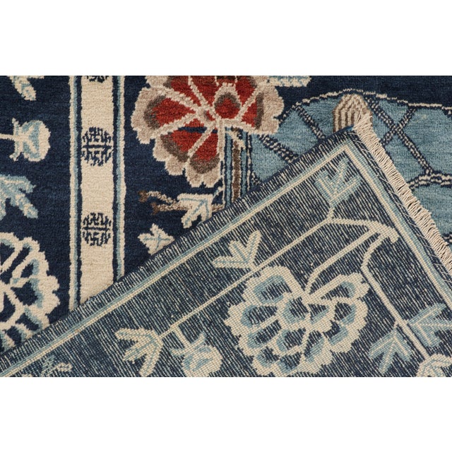 Textile Antique Chinese Art Deco Rug in Navy Blue With Pictorial Patterns by Rug & Kilim For Sale - Image 7 of 7