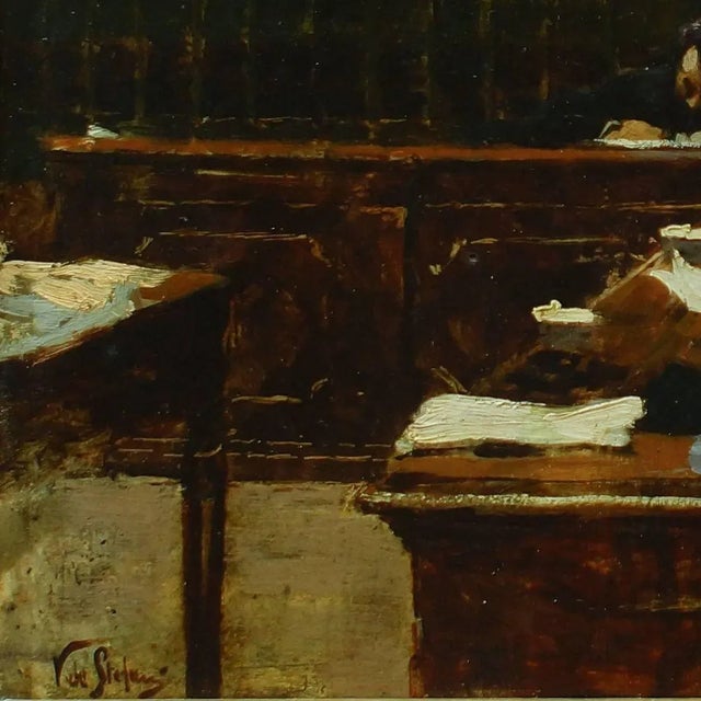 L'Aula del Tribunale - Original Oil on Canvas by Vincenzo dé Stefani - 1891 1891 For Sale - Image 3 of 4