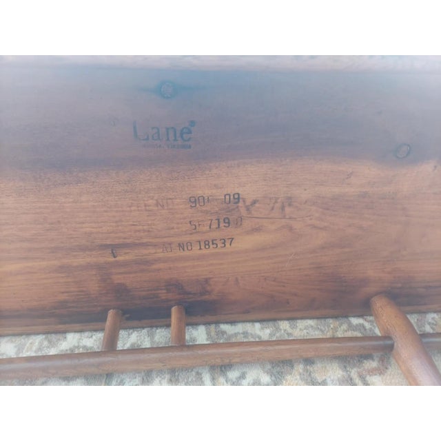 Lane Acclaim Mid 20th Century Extra Long Walnut Dovetail Coffee Table For Sale - Image 11 of 13