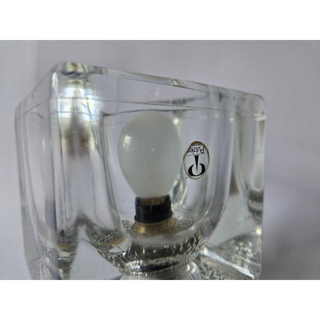 Glass Mid-Century Modern Ice Cube Glass Table Lamp from Peill & Putzler, Germany, 1970s For Sale - Image 7 of 13