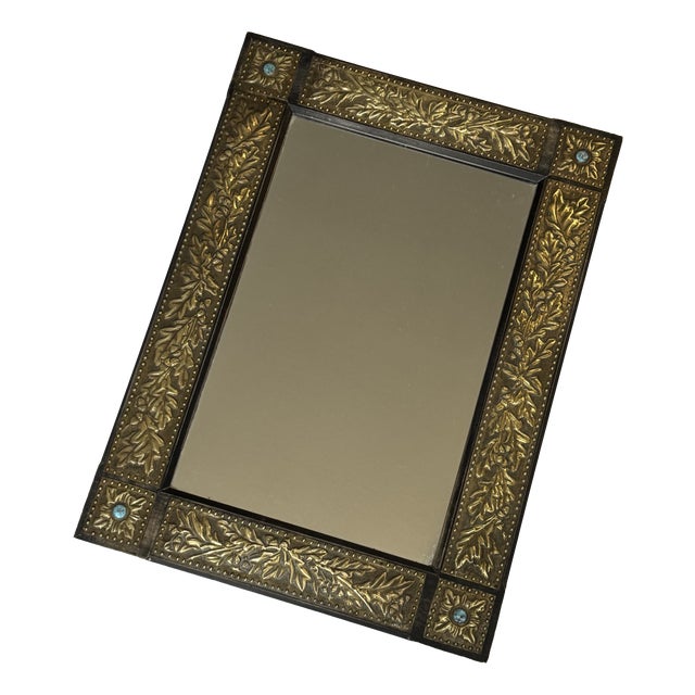 Large Vintage Turquoise Mirror For Sale
