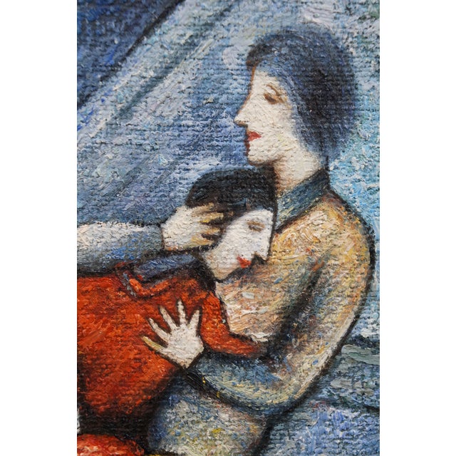 Late 20th Century The Lovers Embrace at Moonlight Oil Painting After Marc Chagall 29" For Sale - Image 10 of 12