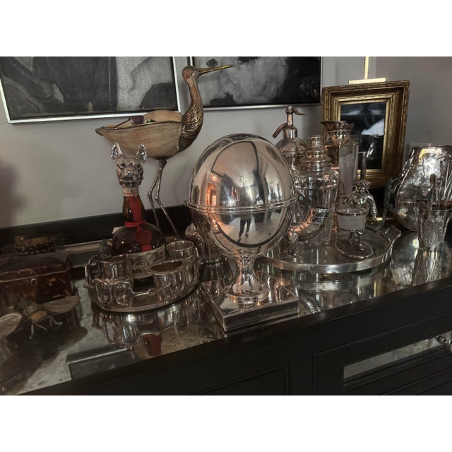Vintage St. James Silver Plate Vintage Caviar Server of Ovoid Form on Pedestal Base For Sale In New York - Image 6 of 9