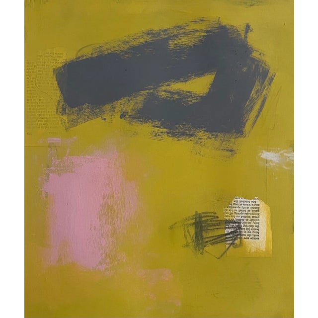 "Archery" – This piece was created with acrylic paint, graphite, crayon and collage pieces on 14x17in bristol paper; piece...