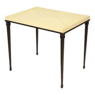 Bespoke Parchment-Top Table With Iron Base For Sale