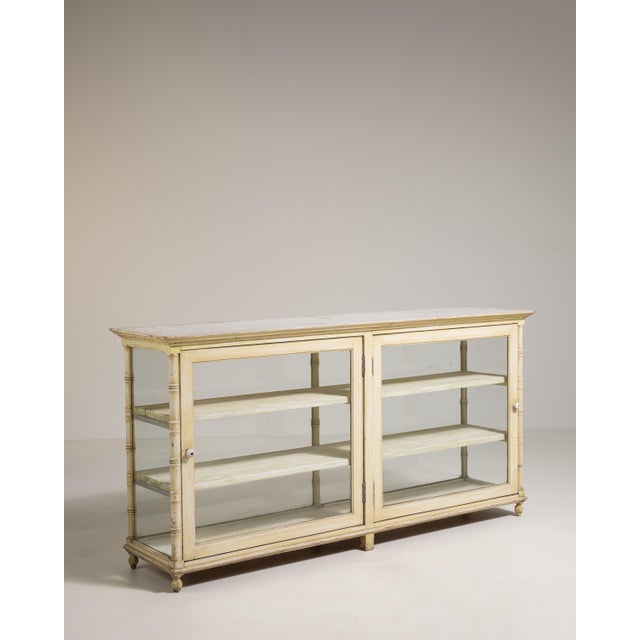 White Faux Bamboo Display Vitrine, Antique, France, Early 20th Century For Sale - Image 8 of 16