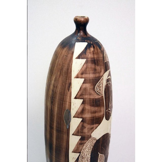 Large Ceramic Vase with Engraved Decoration from Faenza, 1970s For Sale - Image 9 of 13