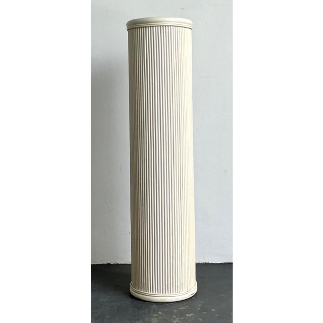 Vintage White Painted Rattan Pedestal For Sale - Image 13 of 13