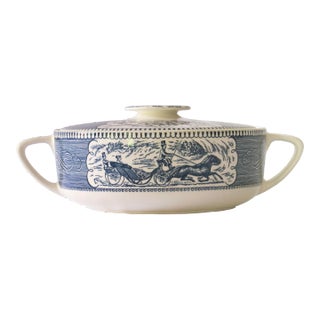 Vintage Currier & Ives Covered Casserole Dish For Sale