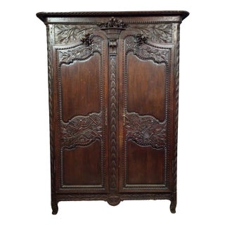 Large Louis XV Norman Wedding Armoire in Carved Oak For Sale