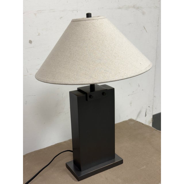 Industrial Restoration Hardware Rectangular Column Table Lamp For Sale - Image 3 of 12